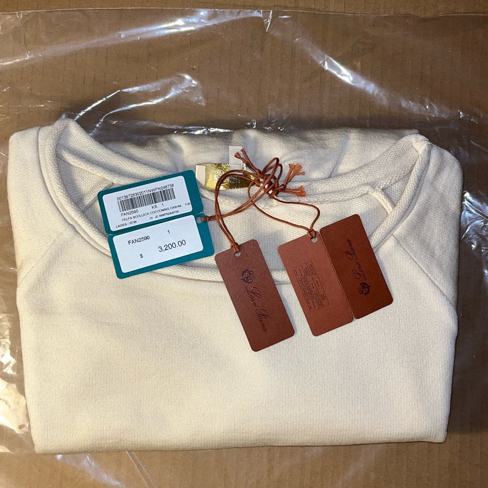 Authentic Loro Piana Cocooning Sweatshirt in Cashmere Vanilla Ivory size S